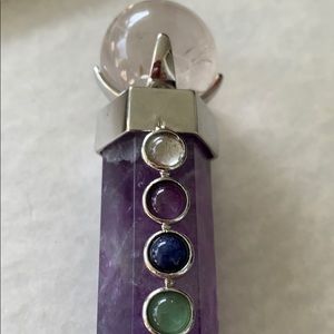 Fluorite large palm point with Chakra stones